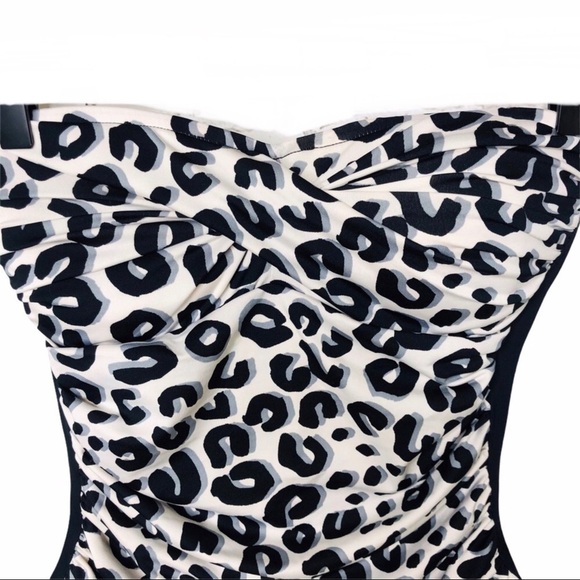 La Blanca Cheetah Print Bandeau One Piece Swimsuit Size 8 Beach Wear Swimwear - Picture 2 of 8